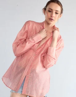 Clearance Cynthia Rowley Geneva Silk Cotton Shirt PNKGNH