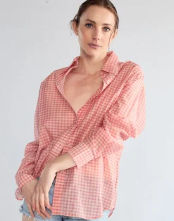 Clearance Cynthia Rowley Geneva Silk Cotton Shirt PNKGNH