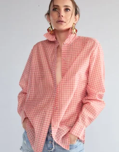 Clearance Cynthia Rowley Geneva Silk Cotton Shirt PNKGNH