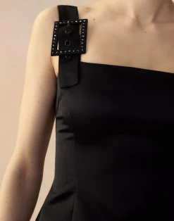 New Cynthia Rowley Gigi Satin Dress BLACK