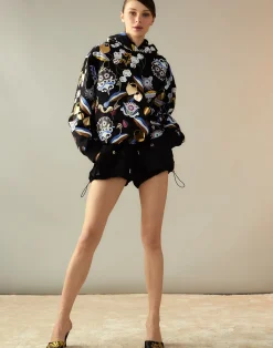 Sale Cynthia Rowley Gilded Garden Sweatshirt BLKMT
