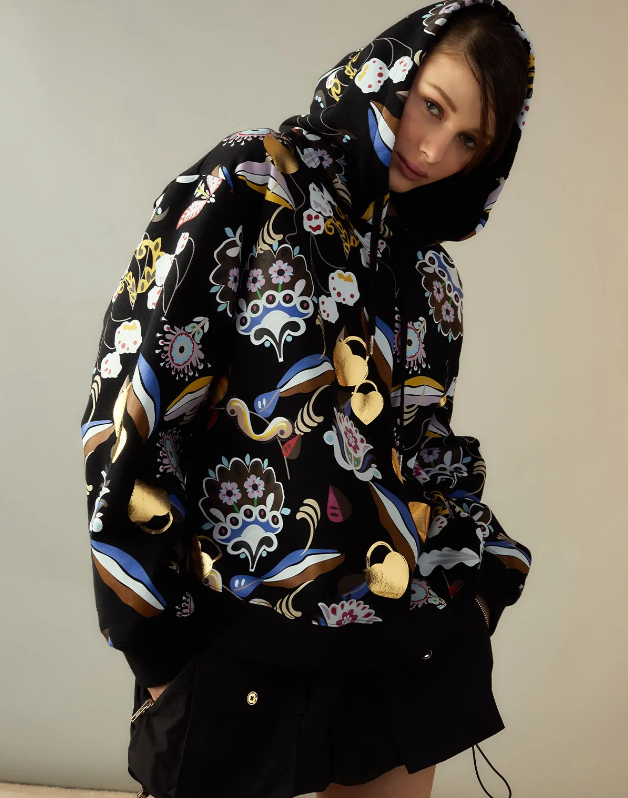 Sale Cynthia Rowley Gilded Garden Sweatshirt BLKMT