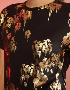 Outlet Cynthia Rowley Gold Foil T-Shirt BLKGLD