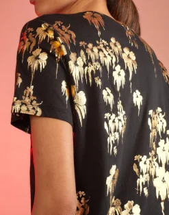 Outlet Cynthia Rowley Gold Foil T-Shirt BLKGLD