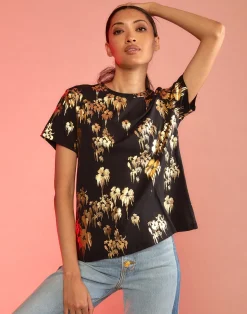 Outlet Cynthia Rowley Gold Foil T-Shirt BLKGLD