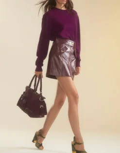 Hot Cynthia Rowley Harper Vegan Leather Skirt OXBLD