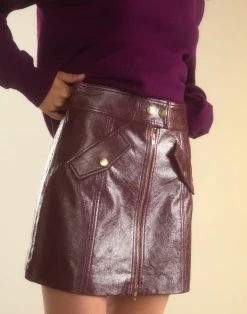 Hot Cynthia Rowley Harper Vegan Leather Skirt OXBLD