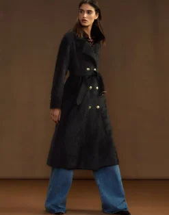 Sale Cynthia Rowley Heritage Double Breasted Coat BLACK