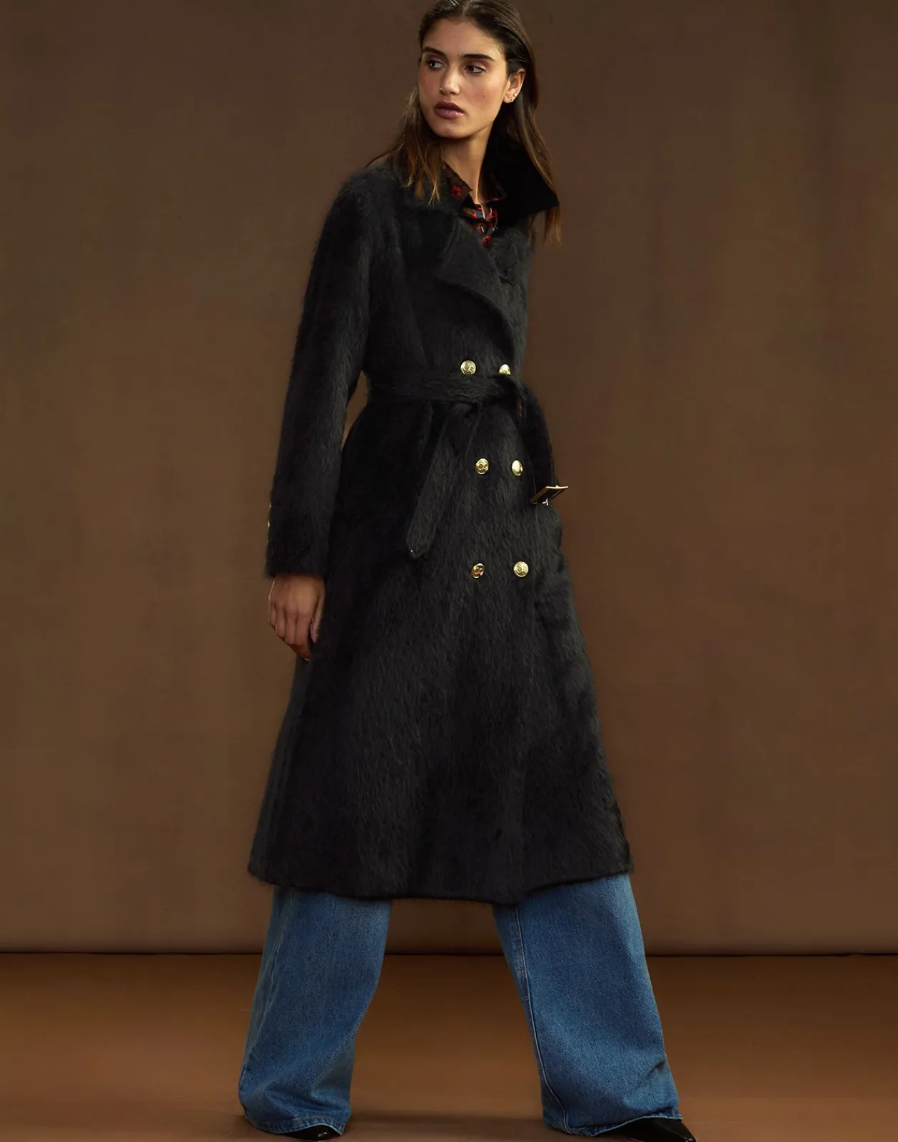 Sale Cynthia Rowley Heritage Double Breasted Coat BLACK