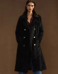 Sale Cynthia Rowley Heritage Double Breasted Coat BLACK