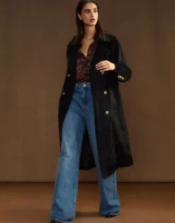 Sale Cynthia Rowley Heritage Double Breasted Coat BLACK