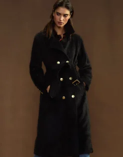 Sale Cynthia Rowley Heritage Double Breasted Coat BLACK