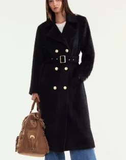Sale Cynthia Rowley Heritage Double Breasted Coat BLACK