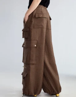 New Cynthia Rowley Houndstooth Cargo Pants BLKBR