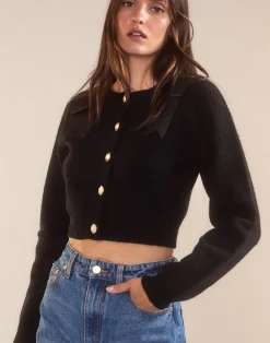 Best Cynthia Rowley Ivy Cropped Wool Cardigan BLACK