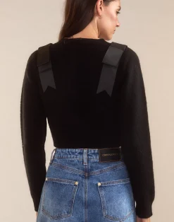 Best Cynthia Rowley Ivy Cropped Wool Cardigan BLACK