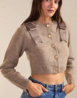 Clearance Cynthia Rowley Ivy Cropped Wool Cardigan CAMEL