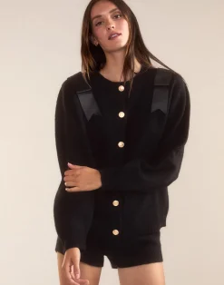 Fashion Cynthia Rowley Ivy Wool Cardigan BLACK