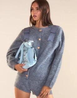 New Cynthia Rowley Ivy Wool Cardigan Denim