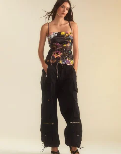 New Cynthia Rowley Kaia Tie Top BLKFL