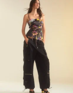 New Cynthia Rowley Kaia Tie Top BLKFL