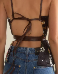 New Cynthia Rowley Kaia Tie Top BLKFL