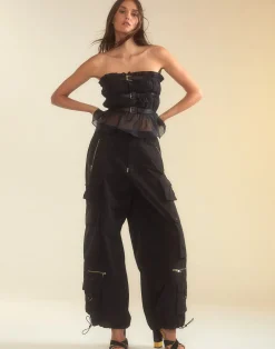 New Cynthia Rowley Kim Cargo Pant BLACK