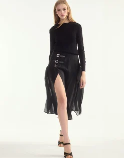 Outlet Cynthia Rowley Kora Kilt Skirt BLACK