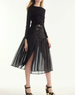Outlet Cynthia Rowley Kora Kilt Skirt BLACK