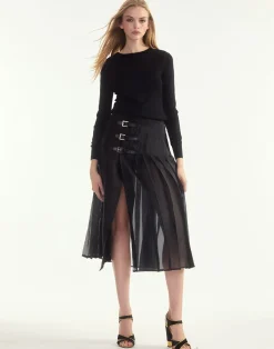 Outlet Cynthia Rowley Kora Kilt Skirt BLACK