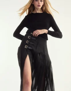 Outlet Cynthia Rowley Kora Kilt Skirt BLACK