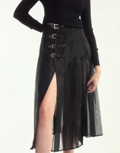 Outlet Cynthia Rowley Kora Kilt Skirt BLACK