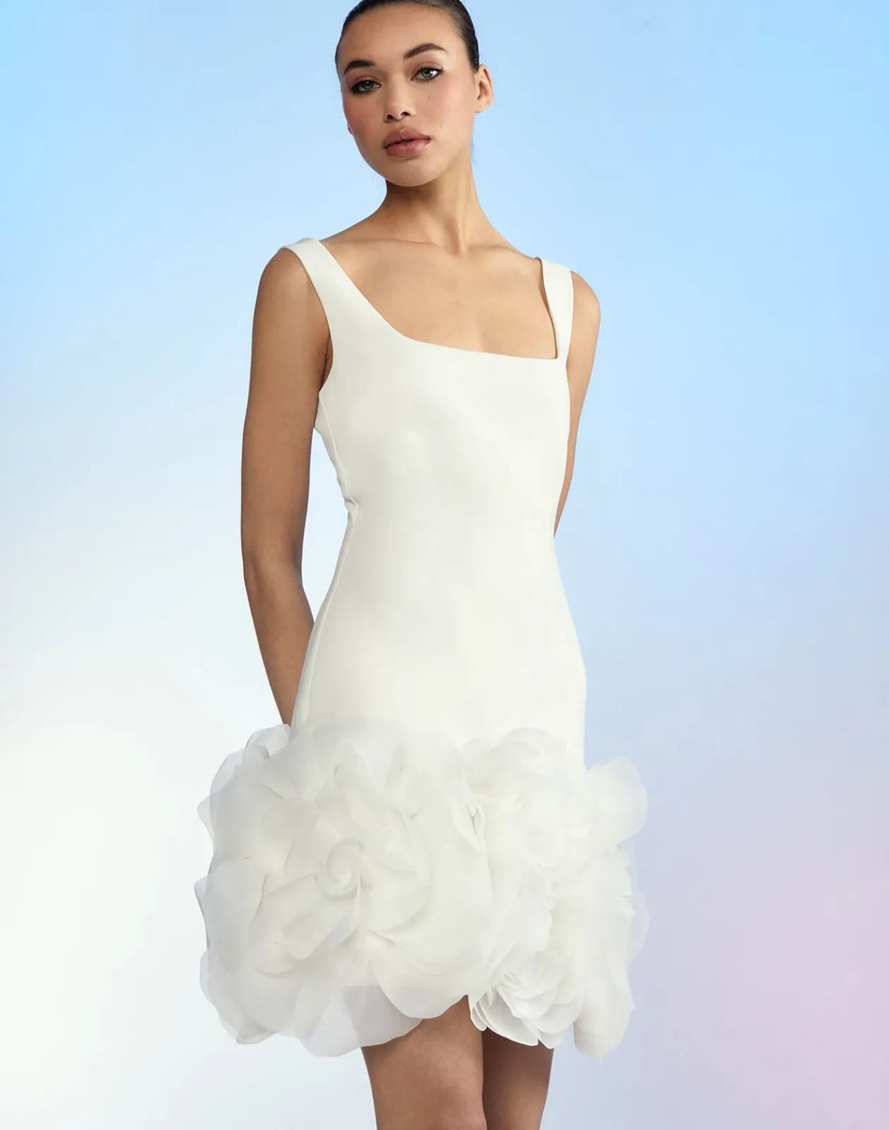 Best Cynthia Rowley Kourtney Organza Flower Hem Dress White