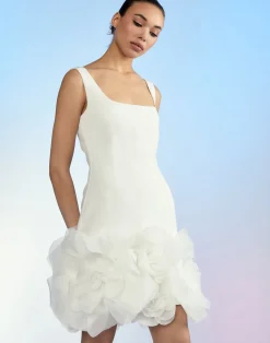 Best Cynthia Rowley Kourtney Organza Flower Hem Dress White