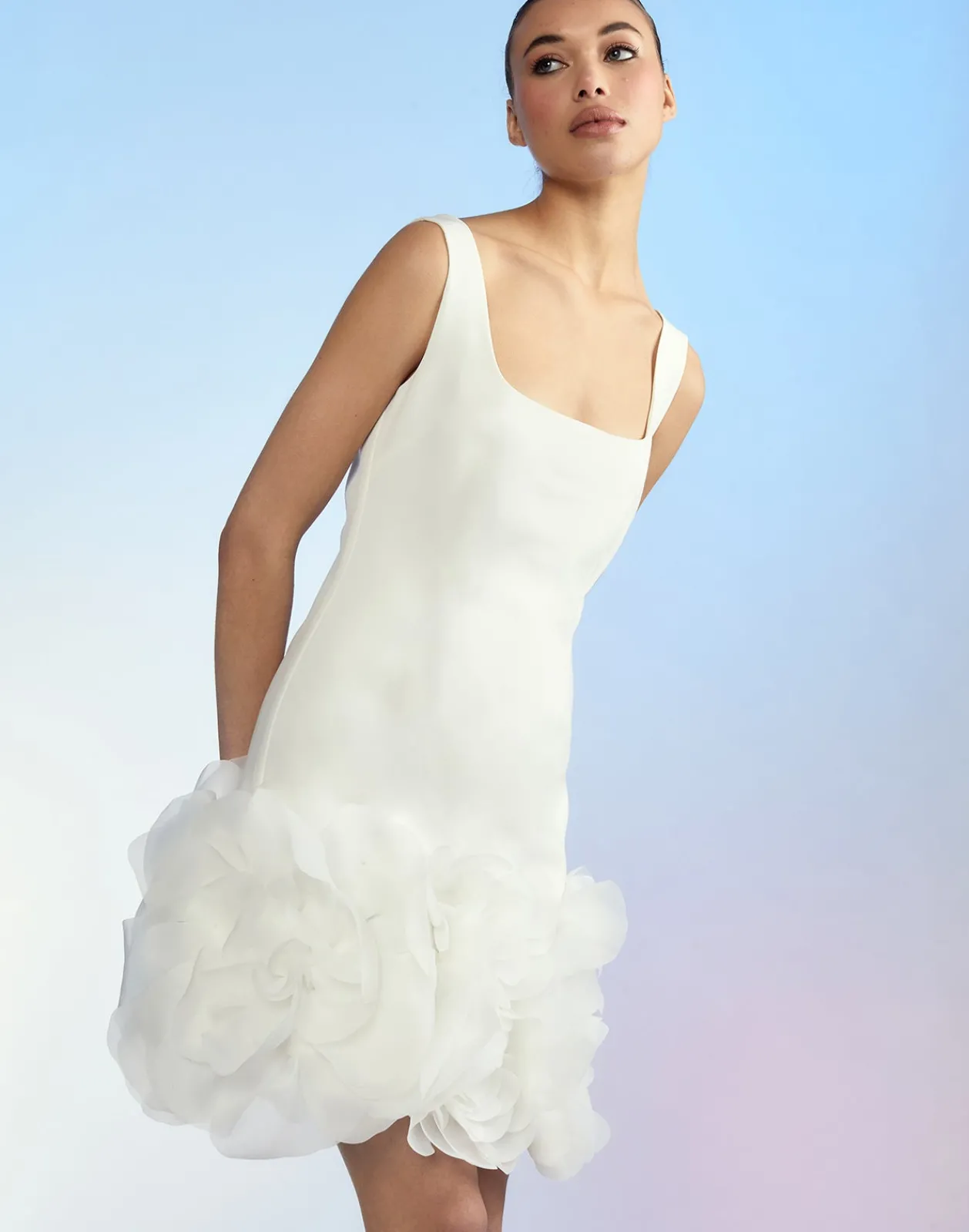 Best Cynthia Rowley Kourtney Organza Flower Hem Dress White