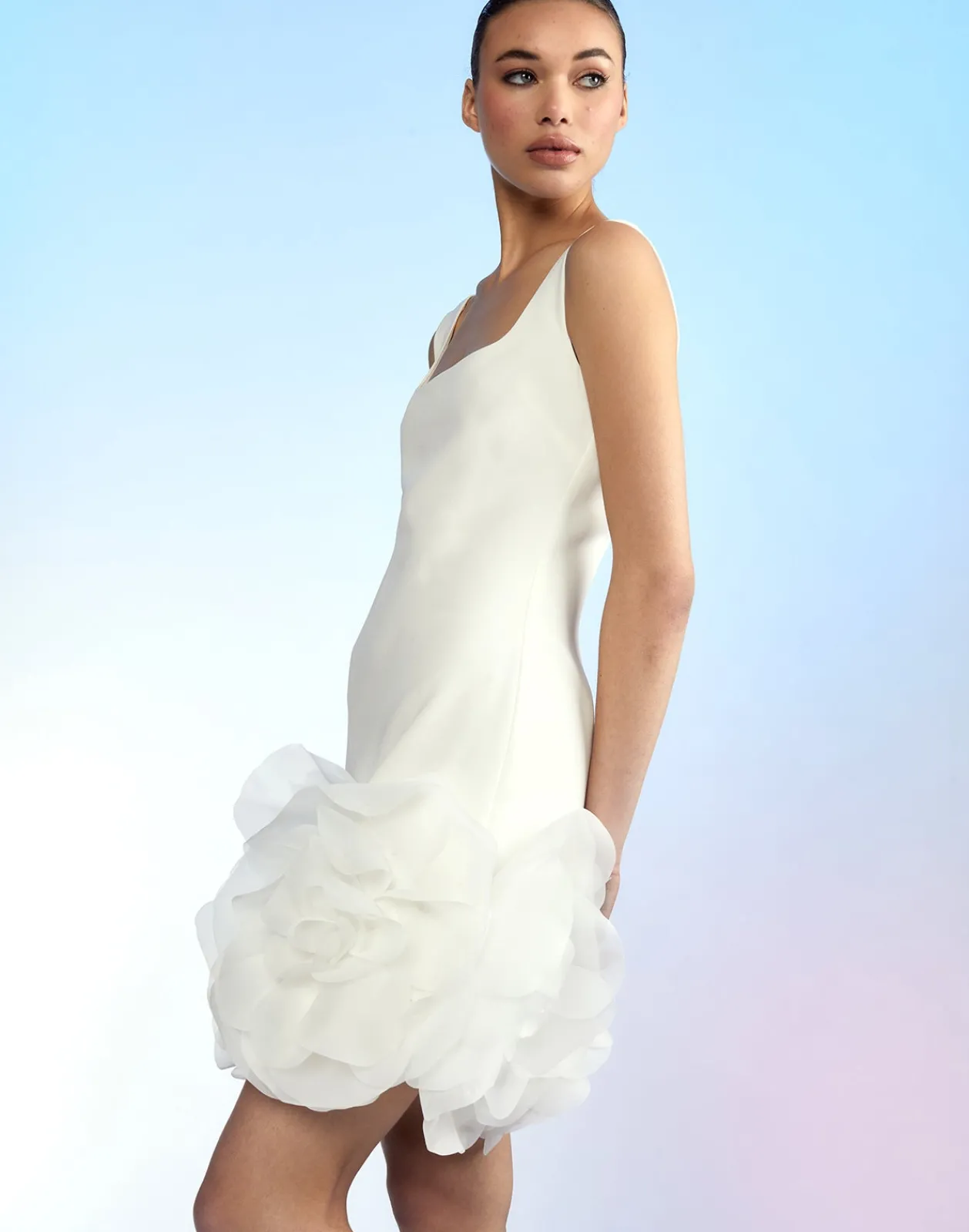 Best Cynthia Rowley Kourtney Organza Flower Hem Dress White