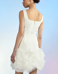 Best Cynthia Rowley Kourtney Organza Flower Hem Dress White