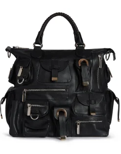Hot Cynthia Rowley Leather Cargo Pocket Bag BLACK