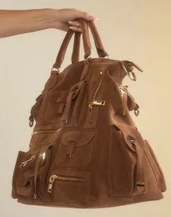 Best Cynthia Rowley Leather Cargo Pocket Bag BROWN