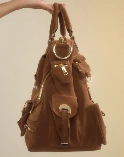 Best Cynthia Rowley Leather Cargo Pocket Bag BROWN