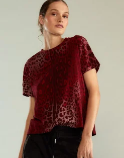 Hot Cynthia Rowley Leopard Relax Tee REDLEO