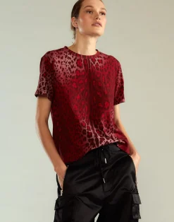 Hot Cynthia Rowley Leopard Relax Tee REDLEO