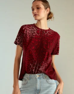 Hot Cynthia Rowley Leopard Relax Tee REDLEO