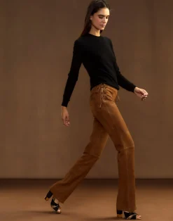 Discount Cynthia Rowley Liv Lace-Up Suede Pants BROWN