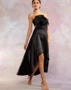 Hot Cynthia Rowley Livia Satin Skirt BLACK