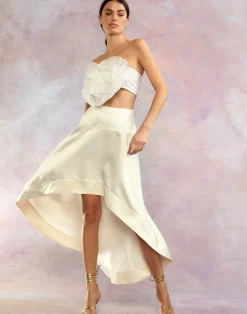 Discount Cynthia Rowley Livia Satin Skirt White