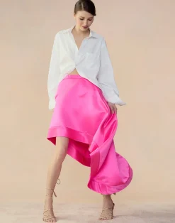 Sale Cynthia Rowley Livia Satin Skirt HTPNK