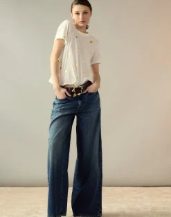 New Cynthia Rowley Lock & Key Metallic Tee White