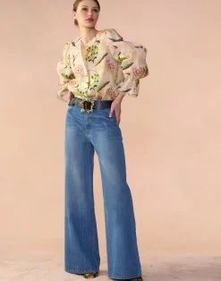 Discount Cynthia Rowley Love Locket Silk Linen Blouse WHTML