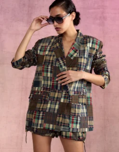 New Cynthia Rowley Madrid Madras Blazer PLAID